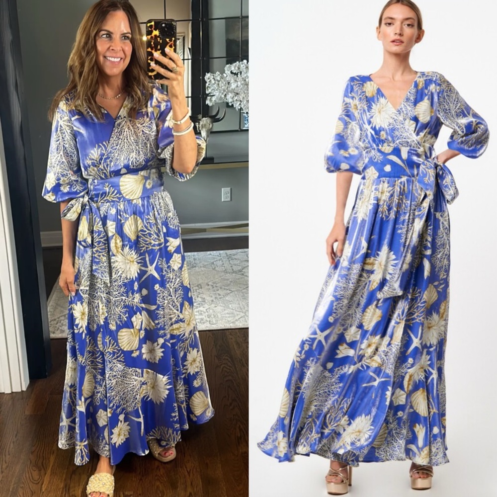 CIEBON Ariella Floral Print Side Tie Maxi Dress